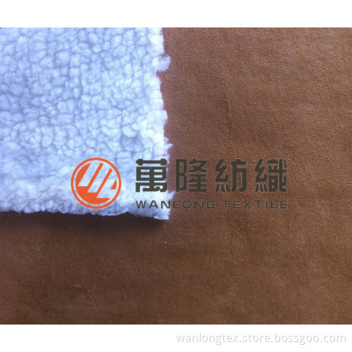 Warp Knit Suede Fabric Bonded with Sherpa for Ladies' Overcoat